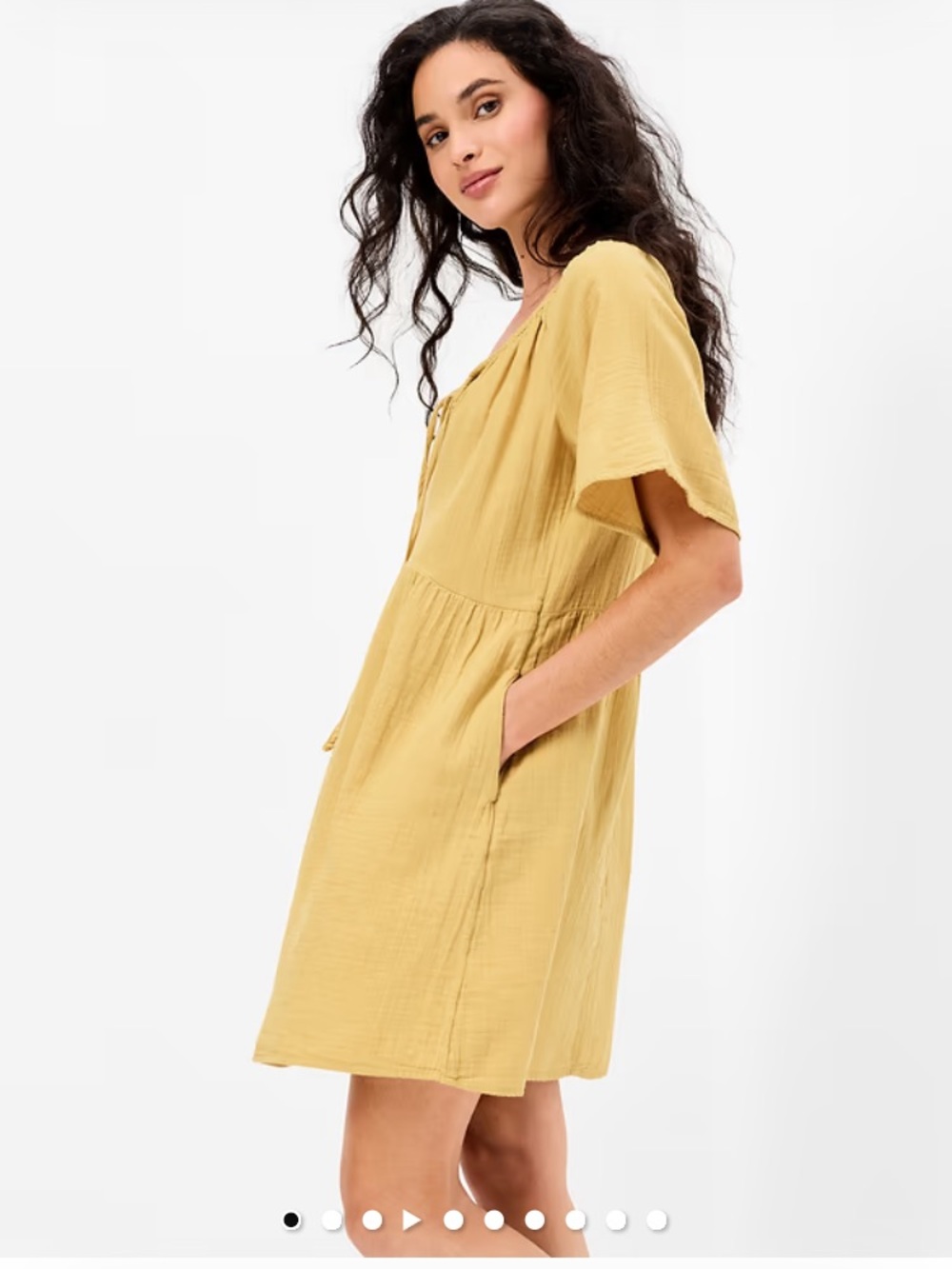 New NWT Old Navy women's crinkle gauze flutter cotton yellow dress size M medium
